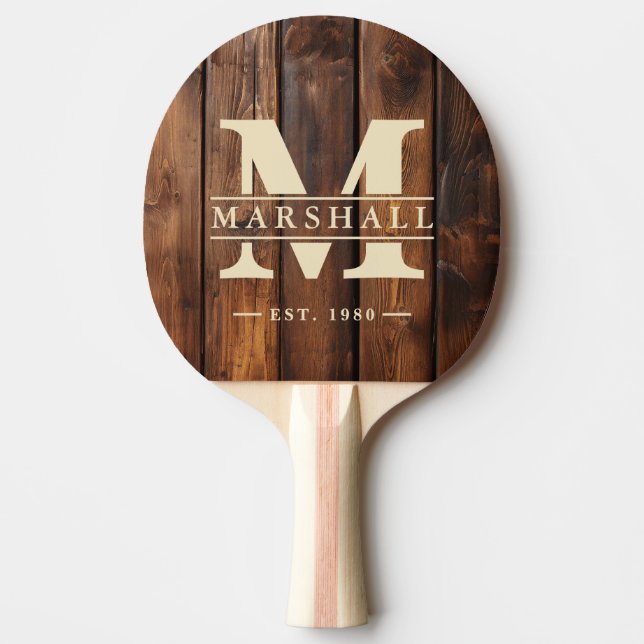 Pala De Ping Pong Gloss Stain Boards Monogram & Name Overlay (Anverso)
