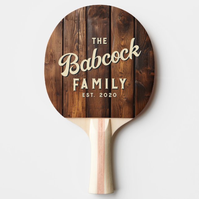 Pala De Ping Pong Gloss Stain Boards Retro Family Name & Year (Anverso)