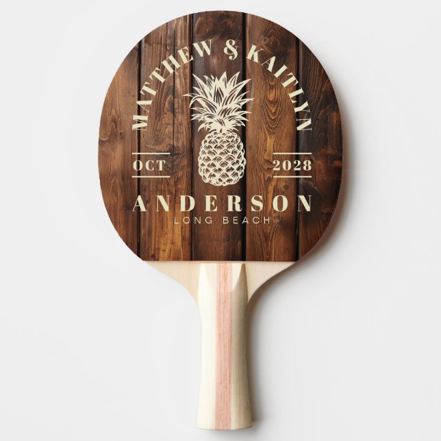 Pala De Ping Pong Gloss Stain Boards Tropical Pineapple Wedding (Anverso)