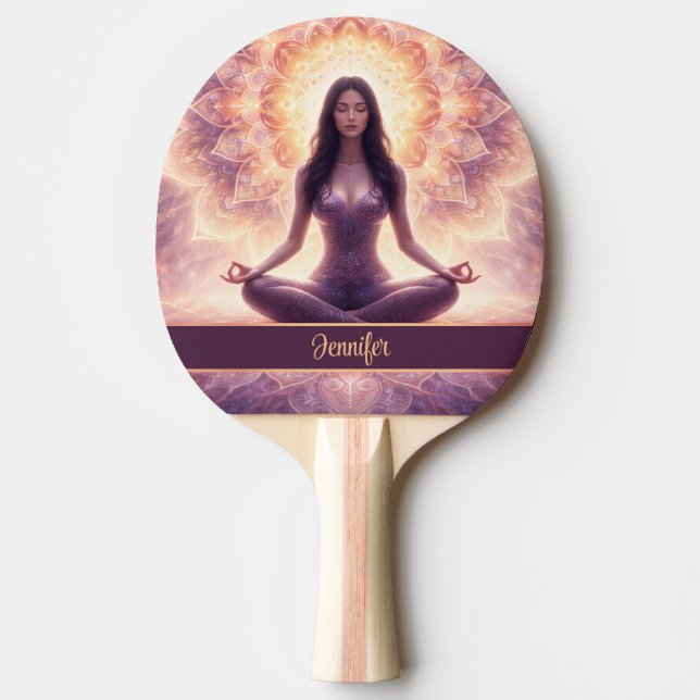 Pala De Ping Pong Glowing Mandala Meditation Woman Custom Name       (Anverso)