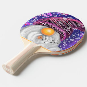 Pala De Ping Pong Gnome Feliz En Gorra Morado Canta Una Canción De