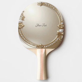 Pala De Ping Pong Golden Ornate Frame with Pearls Ping Pong Paddle