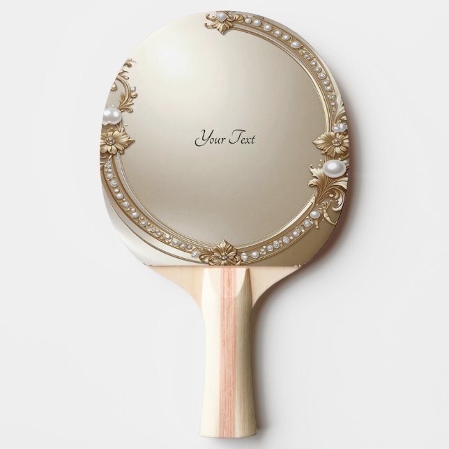 Pala De Ping Pong Golden Ornate Frame with Pearls Ping Pong Paddle (Anverso)