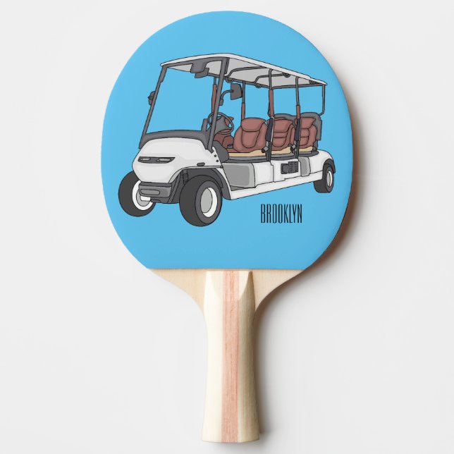 Pala De Ping Pong Golf cart / golf buggy cartoon illustration (Anverso)