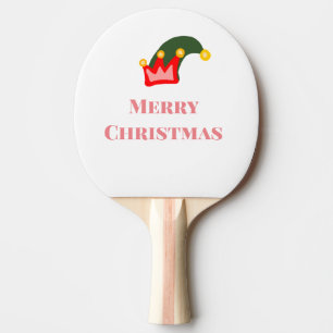 Pala De Ping Pong Gorrito rojo verde feliz Navidad añadir nombre tex