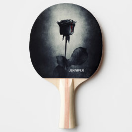 Pala De Ping Pong Gótico Rosa negro goteando sangre macabra