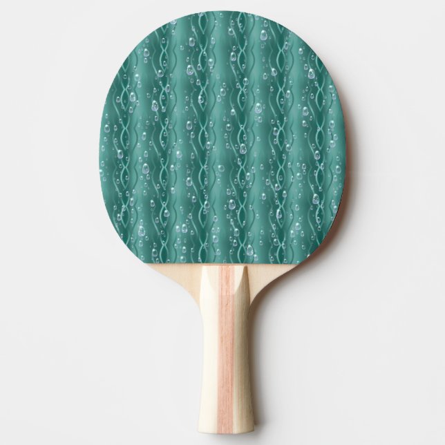 Pala De Ping Pong Gotitas de lluvia en metal verde (Anverso)