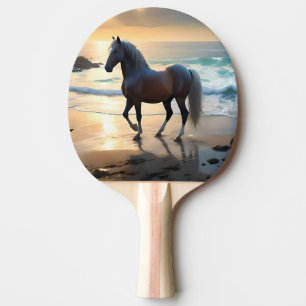 Pala De Ping Pong Gracia dorada: Un caballo palomino en la orilla de
