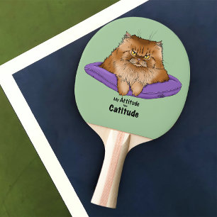 Pala De Ping Pong Graciosa actitud del gato