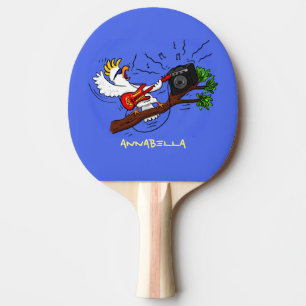 Pala De Ping Pong Graciosa cacatúa tocando el personalizado de guita