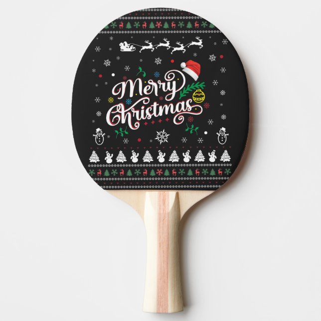 Pala De Ping Pong Graciosa Feliz Navidad (Anverso)