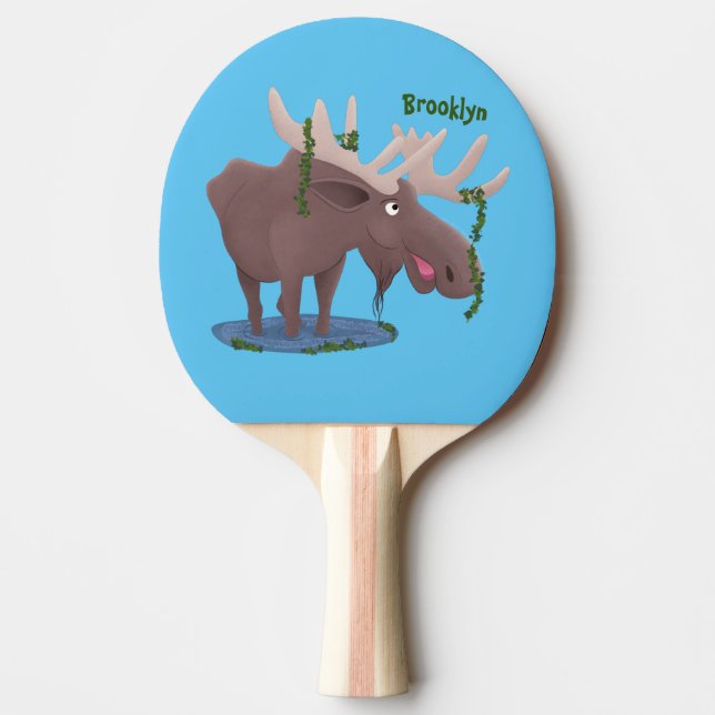 Pala De Ping Pong Gracioso ilustracion personalizado de alce feliz (Anverso)