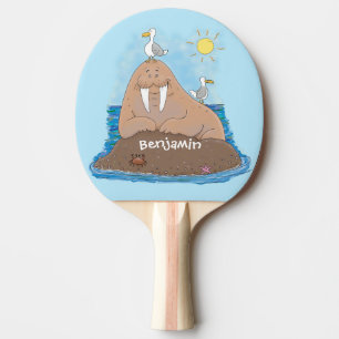 Pala De Ping Pong Gracioso ilustracion personalizado de moras felice
