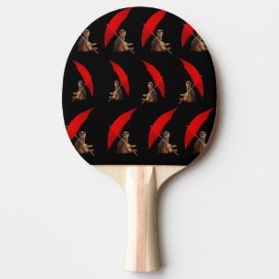 Pala De Ping Pong Gracioso Meerkat Bajo Patrón De Paraguas,