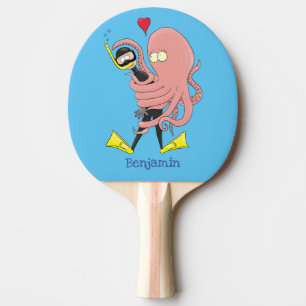Pala De Ping Pong Gracioso pulpo abrazos buceo humor personalizado