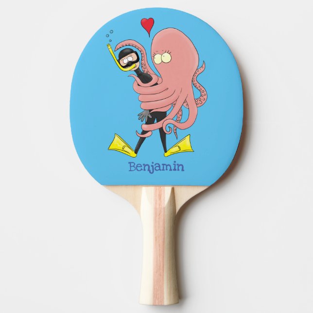 Pala De Ping Pong Gracioso pulpo abrazos buceo humor personalizado (Anverso)