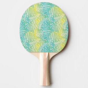 Pala De Ping Pong Gradiente Amarillo Y Azul De Color Floral