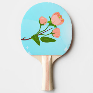 Pala De Ping Pong Gradiente azul del cielo con rama de primavera flo