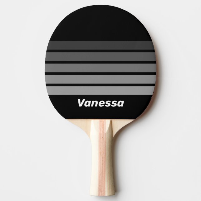 Pala De Ping Pong Gradiente oscuro de arcoíris a través de rayas con (Anverso)