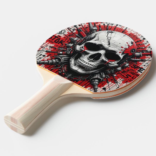 Pala De Ping Pong Graffiti cráneo Ping Pong Paddle (Ángulo frontal)