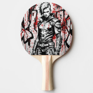 Pala De Ping Pong Graffiti de Guerrero Ciberpunk Ping Pong Paddle -