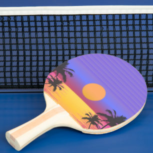 Pala De Ping Pong Gráfico de atardecer tropical y palmeras