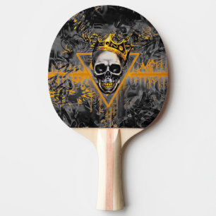 Pala De Ping Pong Grafiti del rey del cráneo negro y oro