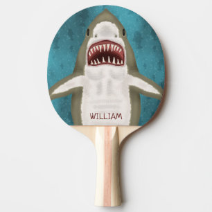 Pala De Ping Pong Gran ataque de tiburón blanco a un océano gracioso