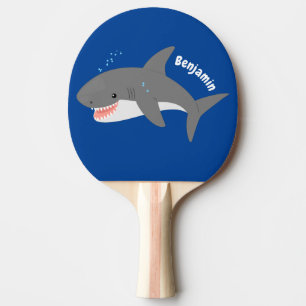 Pala De Ping Pong Gran ilustracion personalizado feliz de tiburón bl