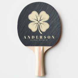 Pala De Ping Pong Granito Oscuro Liso Trebol de Cuatro Hojas con Nom