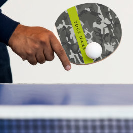 Pala De Ping Pong Gray Camouflage Pattern, Your name, Personalize