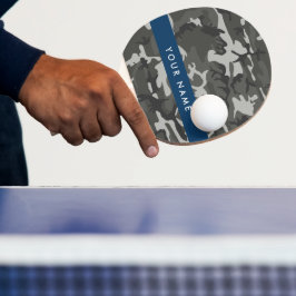 Pala De Ping Pong Gray Camouflage Pattern, Your name, Personalize