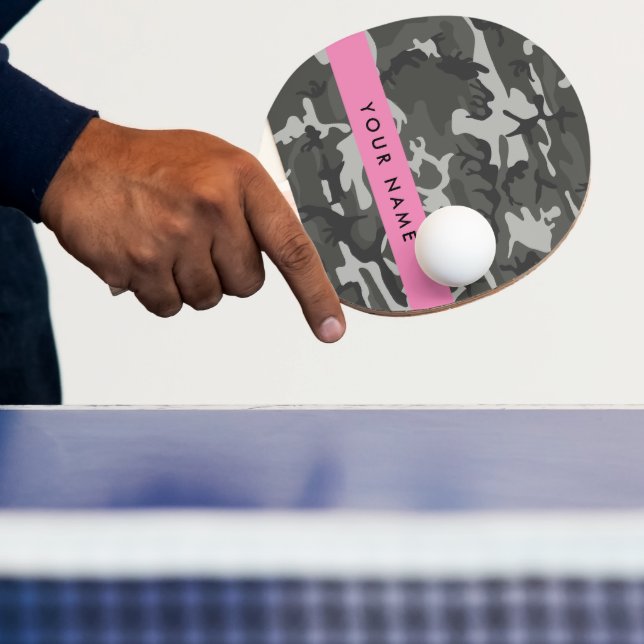 Pala De Ping Pong Gray Camouflage Pattern, Your name, Personalize (in situ)