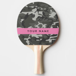 Pala De Ping Pong Gray Camouflage Pattern, Your name, Personalize