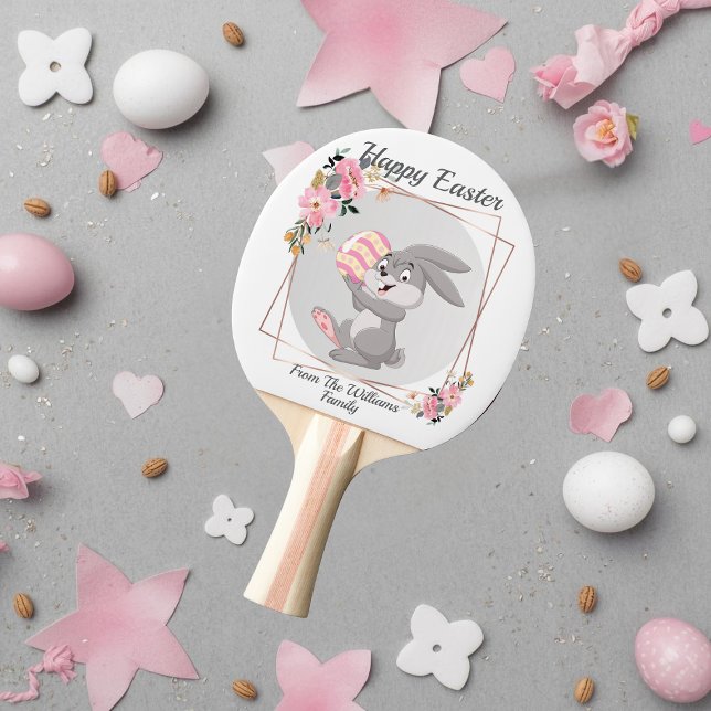 Pala De Ping Pong Gray Easter Bunny Personalized Ping Pong Paddle (Subido por el creador)