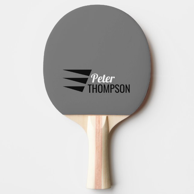 Pala De Ping Pong Gray Pong Paddle con su nombre (Anverso)