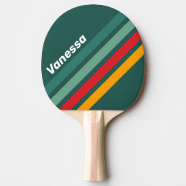 Pala De Ping Pong Green Angled Striping with Name