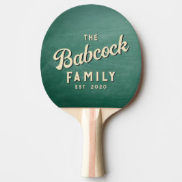 Pala De Ping Pong Green Chalkboard Retro Family Name & Year
