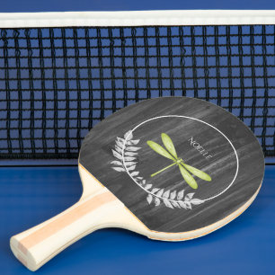 Pala De Ping Pong Green Dragonfly Rústico Ping Pong Paddle