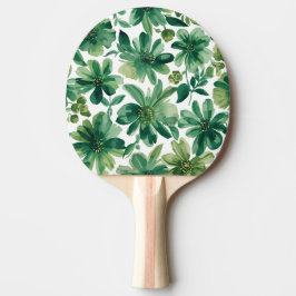 Pala De Ping Pong Green Garden Floral Botanical Watercolor Painting