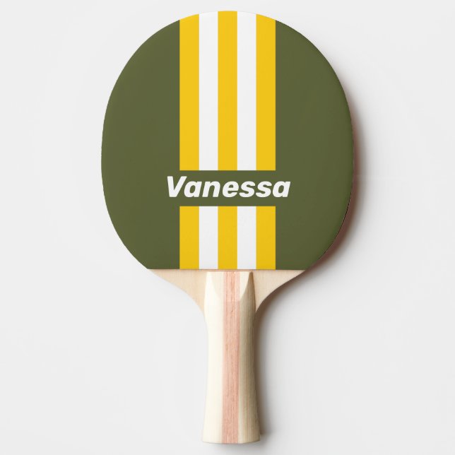 Pala De Ping Pong Green Honey Nostalgic Pin Stripes with Name (Anverso)