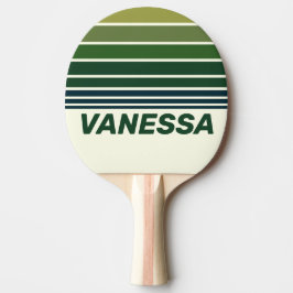 Pala De Ping Pong Green Retro Five Horizon Striping with Name