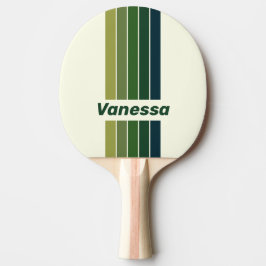 Pala De Ping Pong Green Retro Five Pin Striped with Name