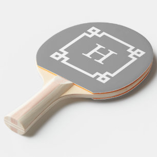 Pala De Ping Pong Gris oscuro cuyo marco de clave griega #2 monogram