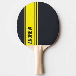 Pala De Ping Pong Gris sólido y amarillo personalizable