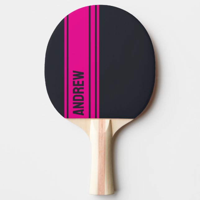 Pala De Ping Pong Gris sólido y rosa personalizable (Anverso)