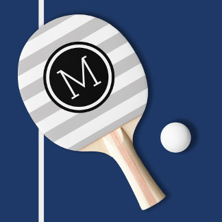 Pala De Ping Pong Gris y Black Preppy Strips Monograma