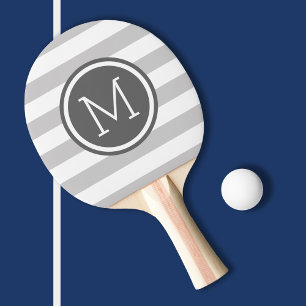 Pala De Ping Pong Gris y carbón vegetal Tiras de perrito Monograma