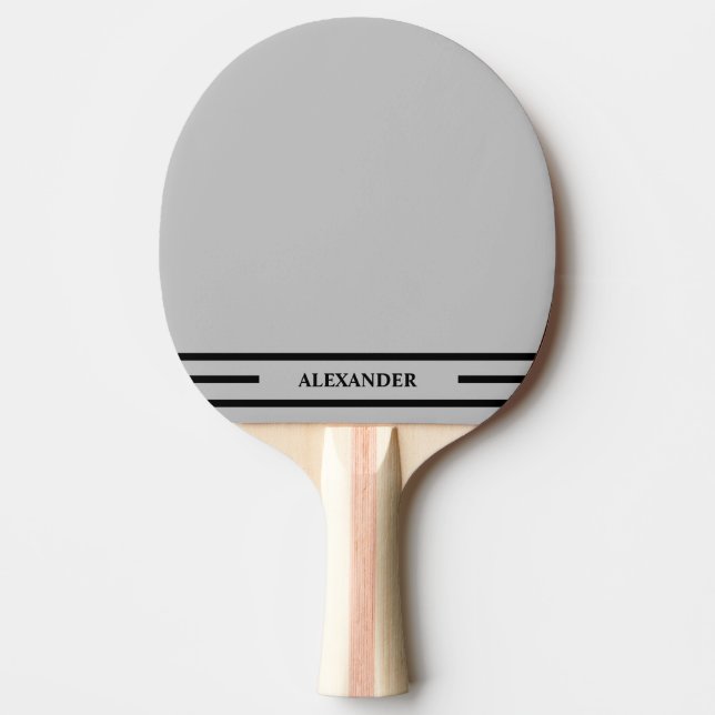 Pala De Ping Pong Gris y Ping Pong Pong Paddle con Iniciales (Anverso)