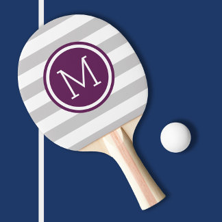 Pala De Ping Pong Gris y púrpura en las bandas de adormidera Monogra